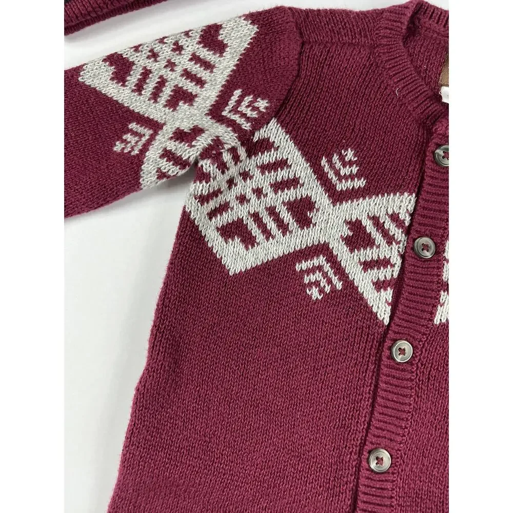 Tea Collection Chimmi Choden Sweater Romper Set Boysenberry 3-6 Months